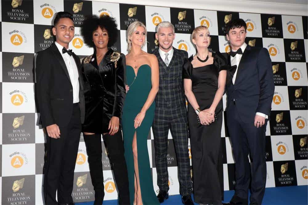 Aedan Duckworth with the Hollyoaks cast at the Royal Television Society Awards